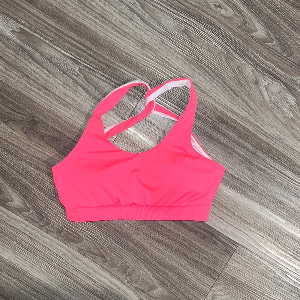 Bright pink, sports bra